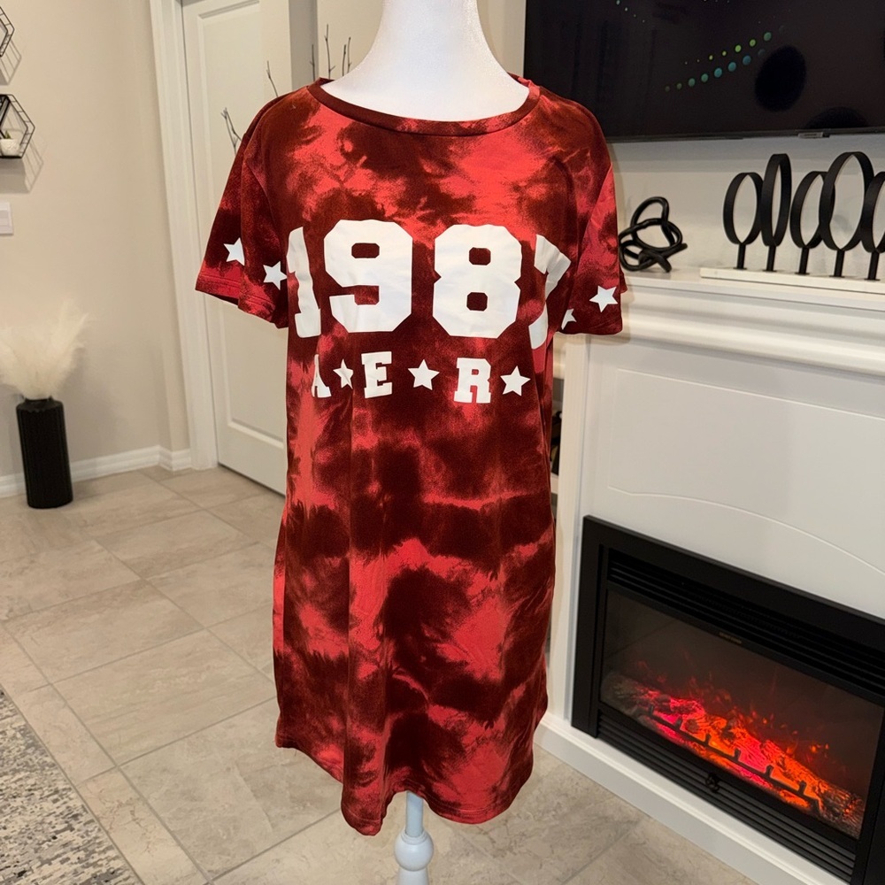 3 x 20$ NWOT Aeropostale Red Tie-Dye Mini Dress Size Large